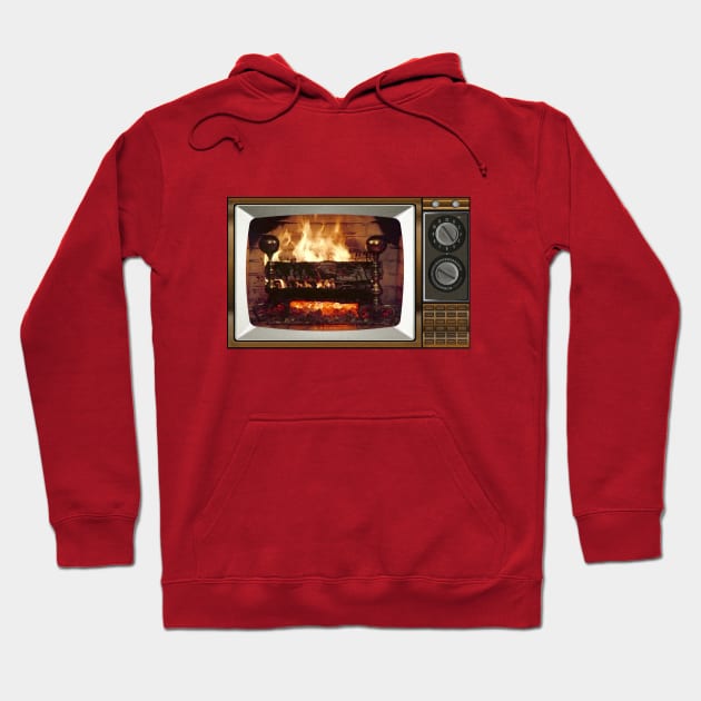 Yule Log Vintage TV Hoodie by Pop Fan Shop